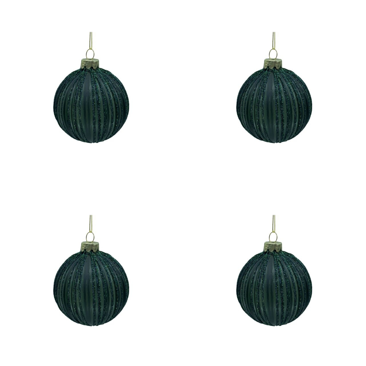 4 Stk. Christbaumkugeln mit vertikalen Streifen